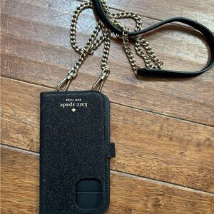 NWOTKate Spade Black Magnetic Wrap  Chain Crossbody Iphone 12 mini Case
